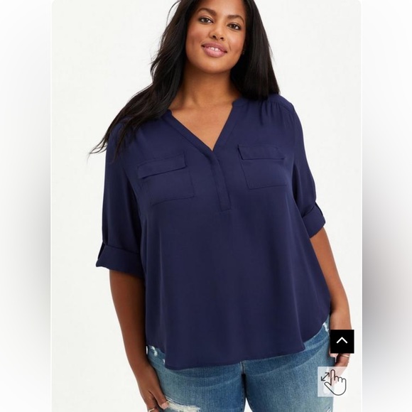 torrid Tops - TORRID SIZE 1 1X 14-16 HARPER PULLOVER 3/4 SLEEVE BLoUSE TOP WORN TWICE BLUE